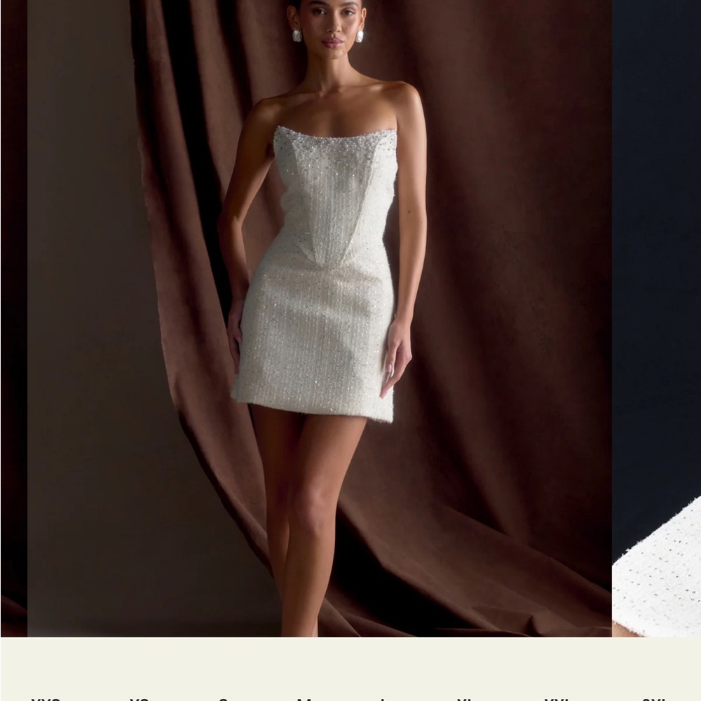 Tweed Corset Mini Dress - White - Picture 3 of 6